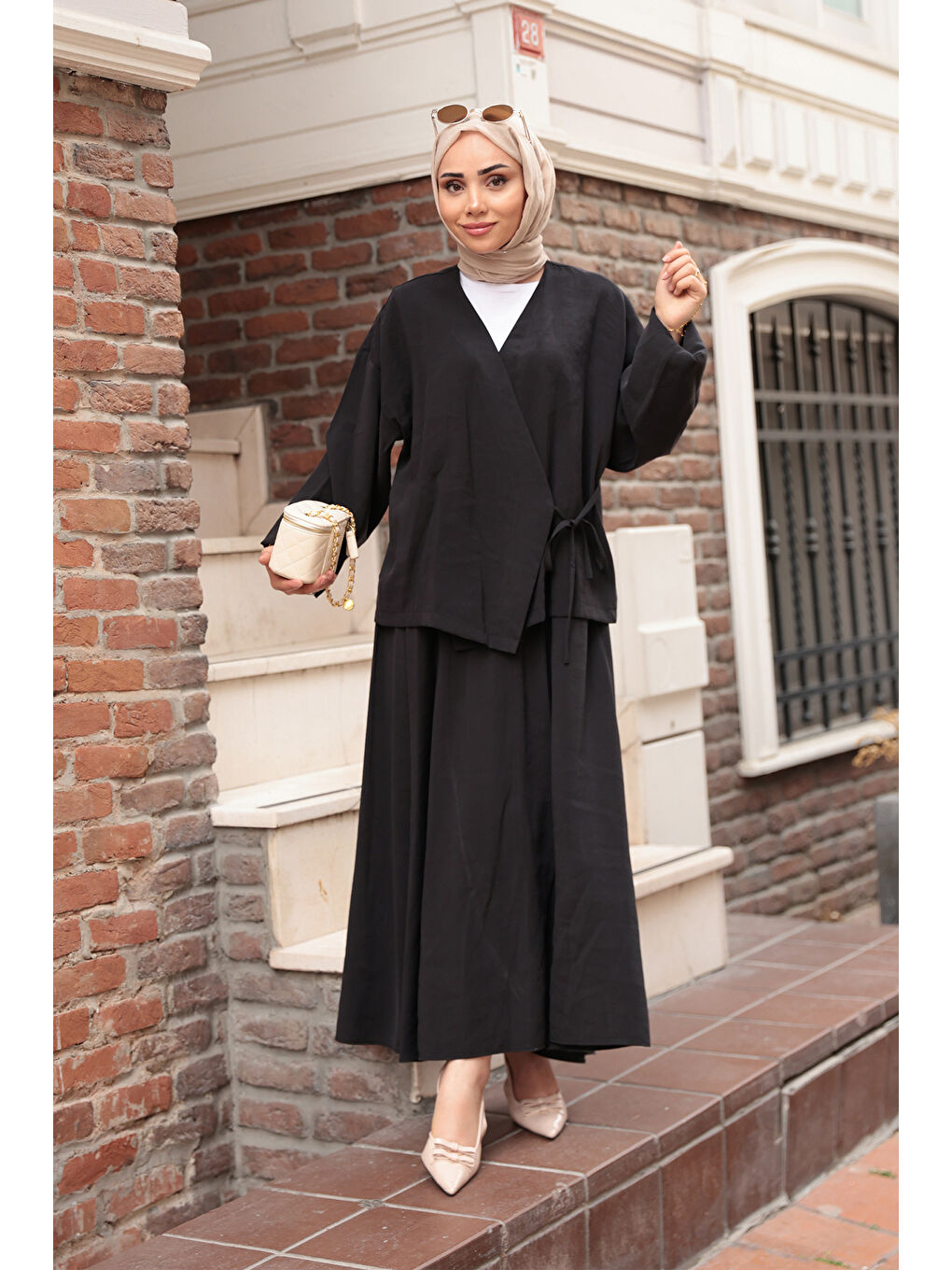 Kadın Yandan Bağlamalı Modal Takım Siyah