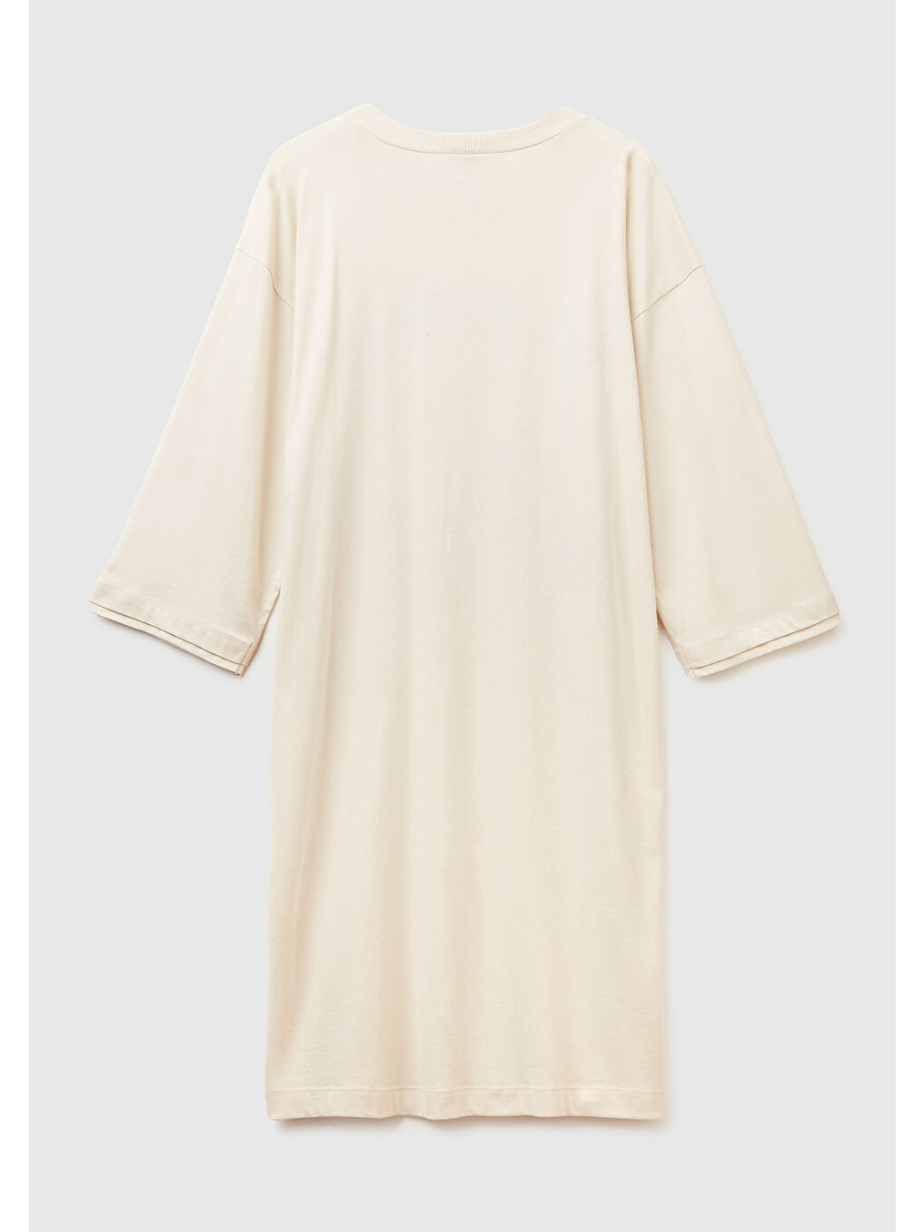 Ekru Kadın Krem %100 Pamuk Mickey Baskılı  Gecelik-3