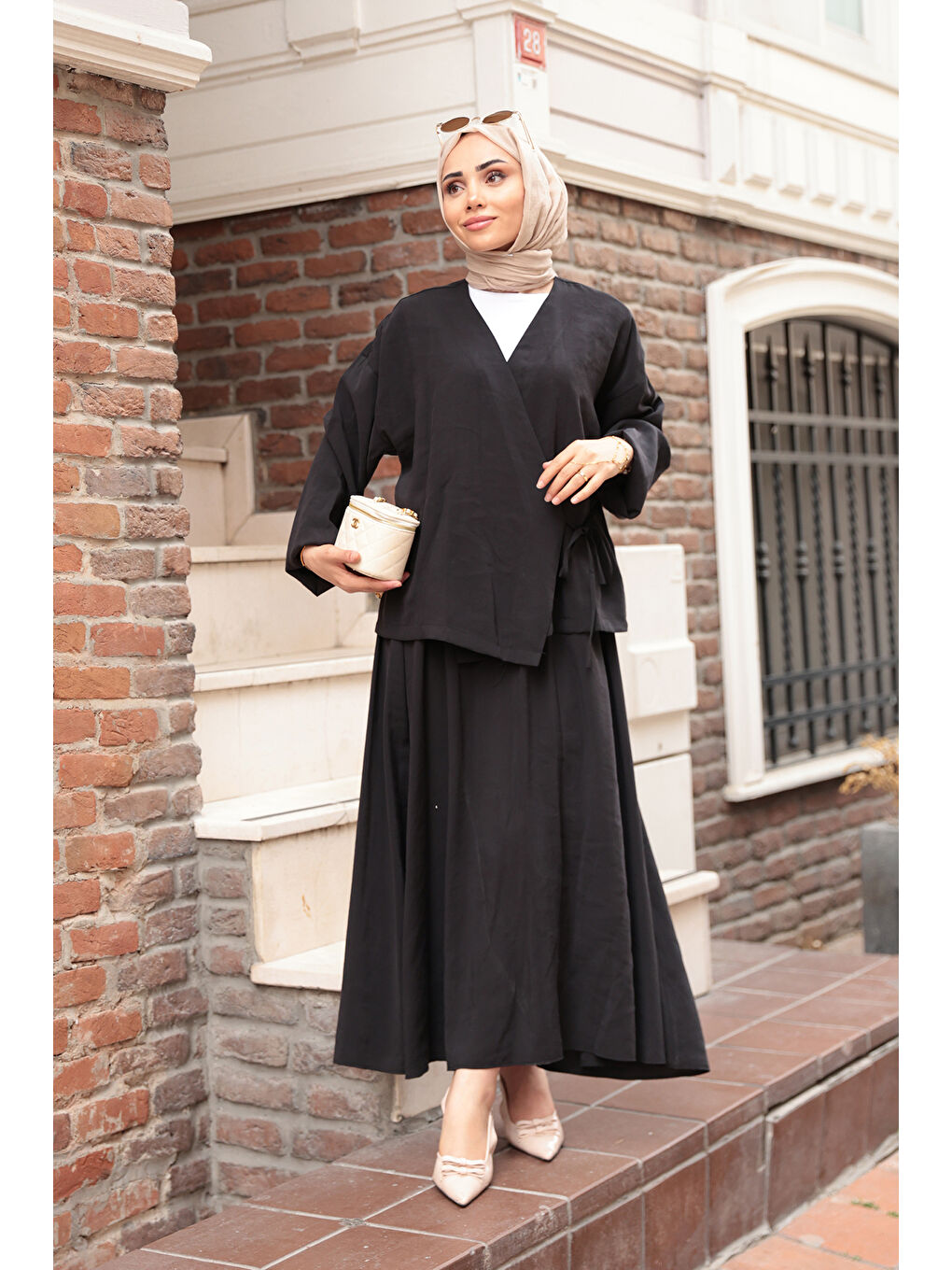 Kadın Yandan Bağlamalı Modal Takım Siyah-4