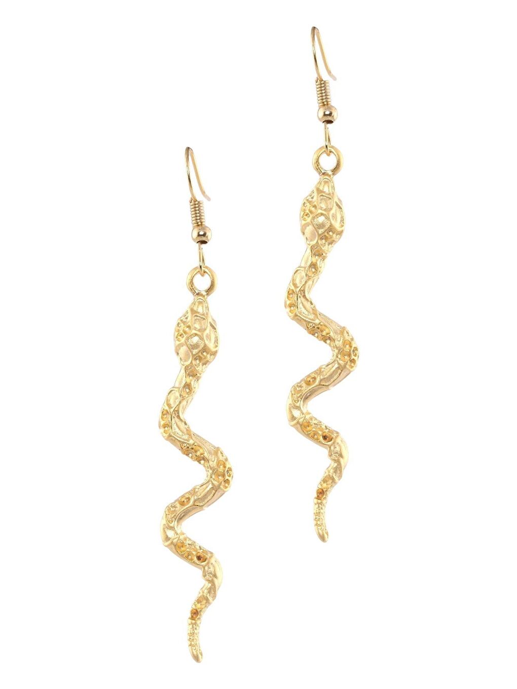 Sarı Kadın Mat Altın Kaplama Sallantılı Model Yılan Küpe