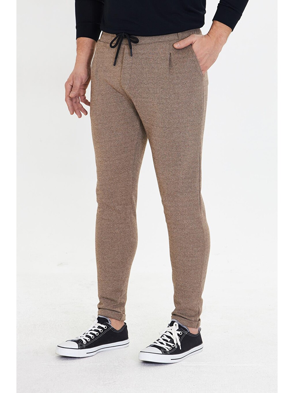 Kahverengi Erkek Polycotton Esnek Jogger Pantalon Kahve 5801-K-2