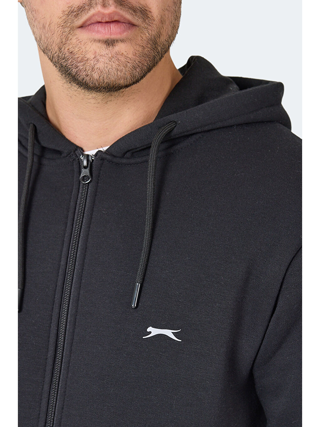 MAJESTIC I Erkek Fermuarlı Kapüşonlu Cepli Siyah Sweatshırt-1