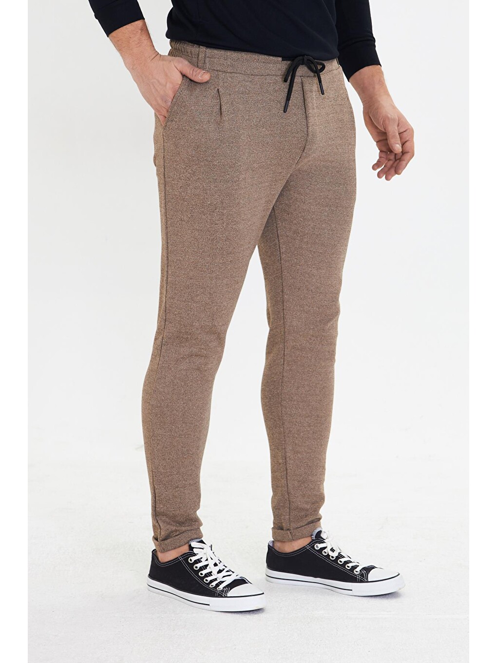 Kahverengi Erkek Polycotton Esnek Jogger Pantalon Kahve 5801-K-3