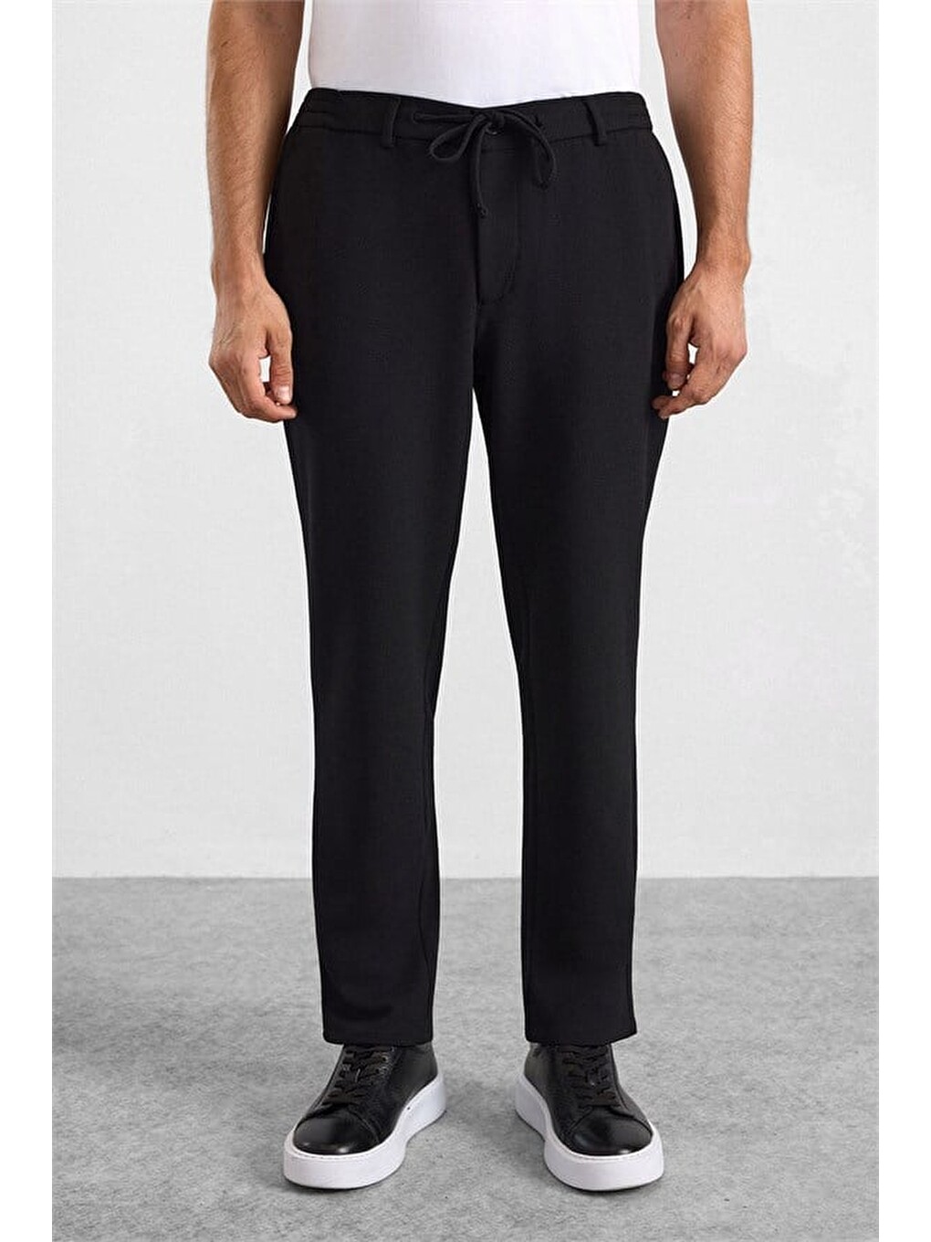 Siyah Slim Mono Yaka Düz Torba Cep 6 Drop Takım Elbise-7