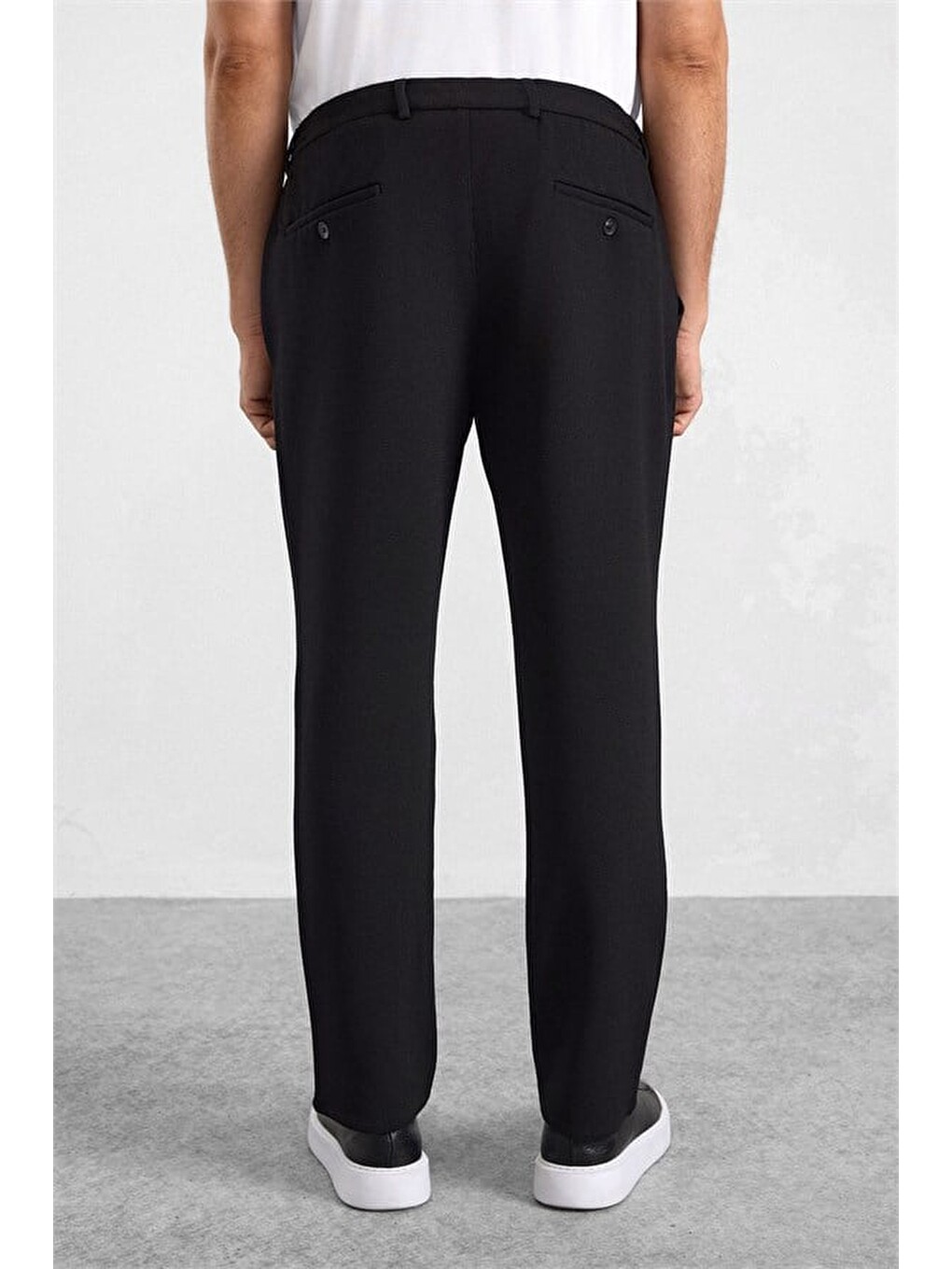 Siyah Slim Mono Yaka Düz Torba Cep 6 Drop Takım Elbise-8
