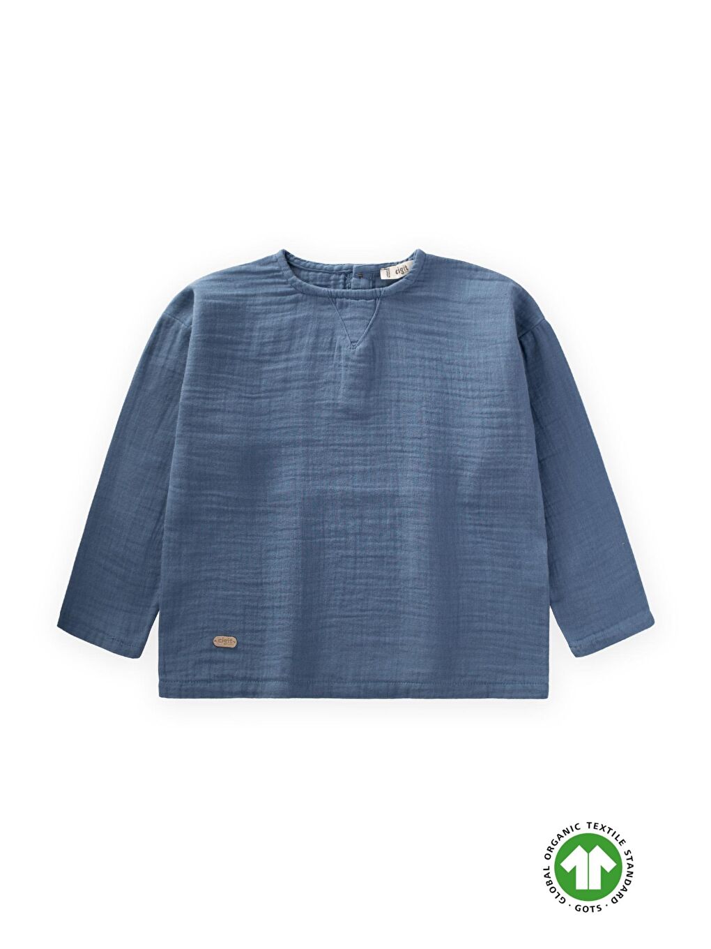 Organik Üçgen Parçalı Mevsimlik Sweatshirt 2-10 Yaş İndigo Mavi