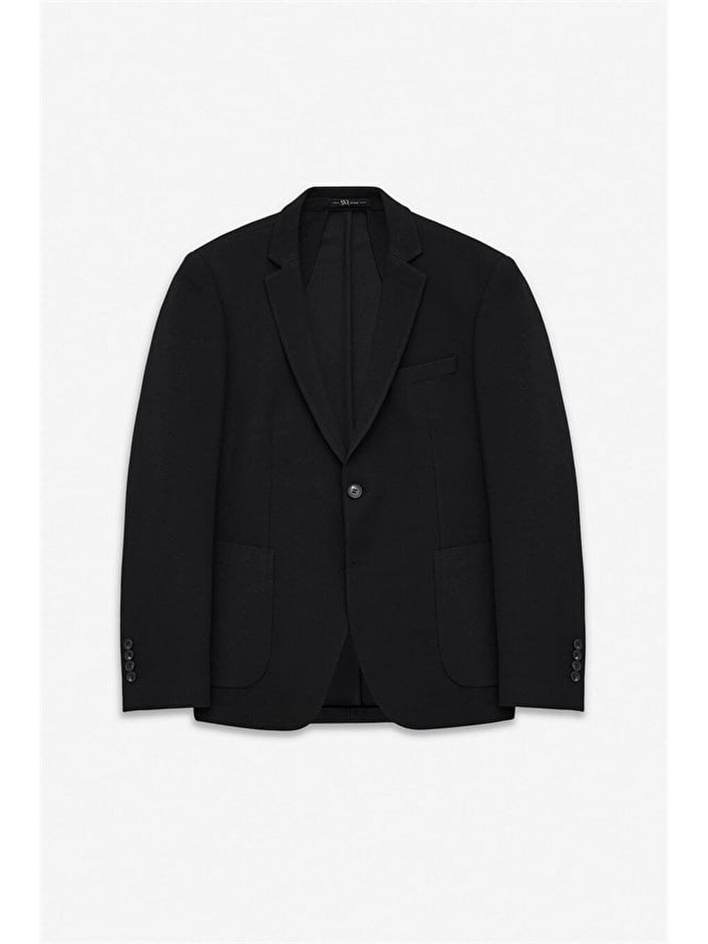 Siyah Slim Mono Yaka Düz Torba Cep 6 Drop Takım Elbise-10