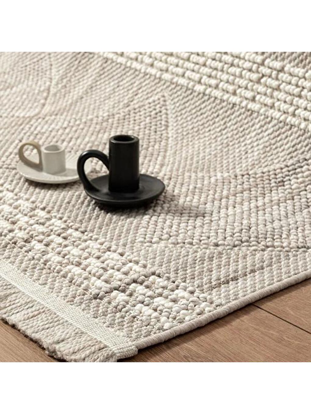 Agra Cyan Modern İskandinav Desenli Halı - Gri - 160x230 cm-3