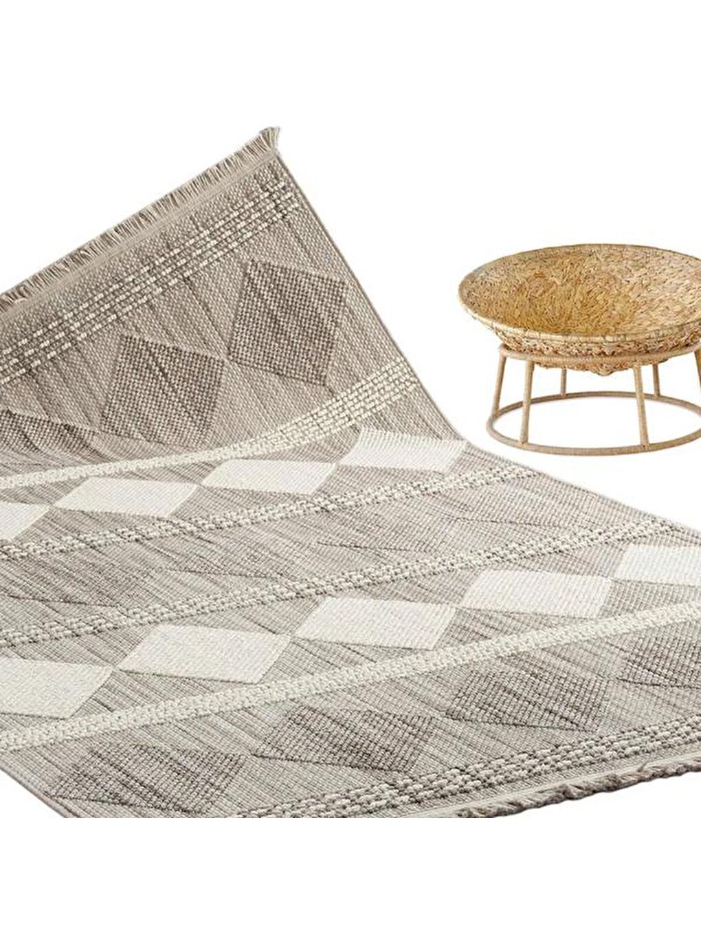 Agra Cyan Modern İskandinav Desenli Halı - Gri - 160x230 cm-4