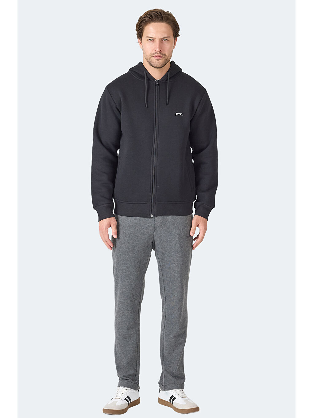 MAJESTIC I Erkek Fermuarlı Kapüşonlu Cepli Siyah Sweatshırt-6