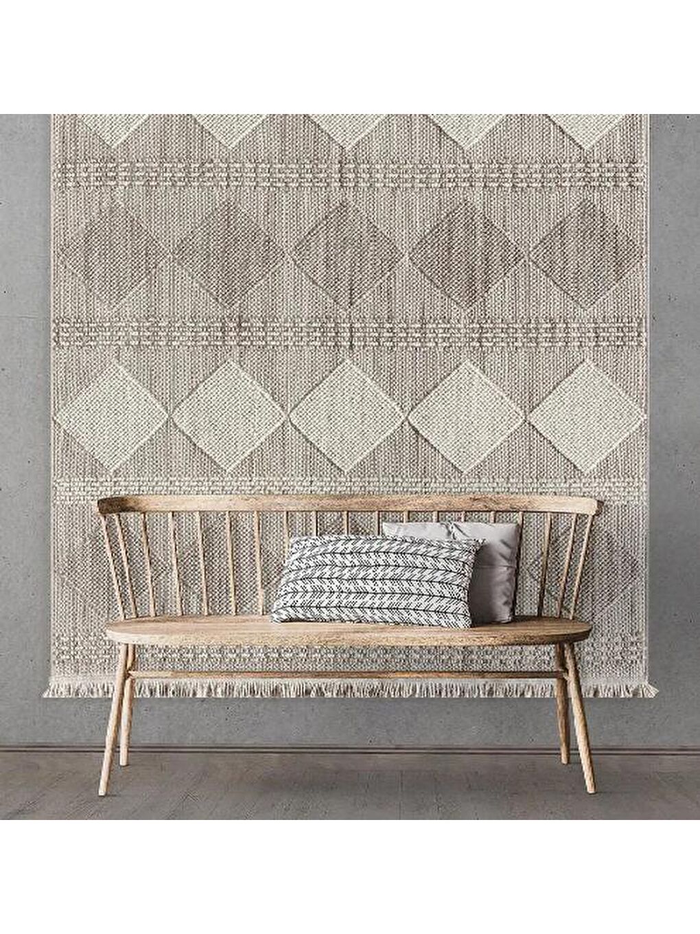 Agra Cyan Modern İskandinav Desenli Halı - Gri - 160x230 cm-6