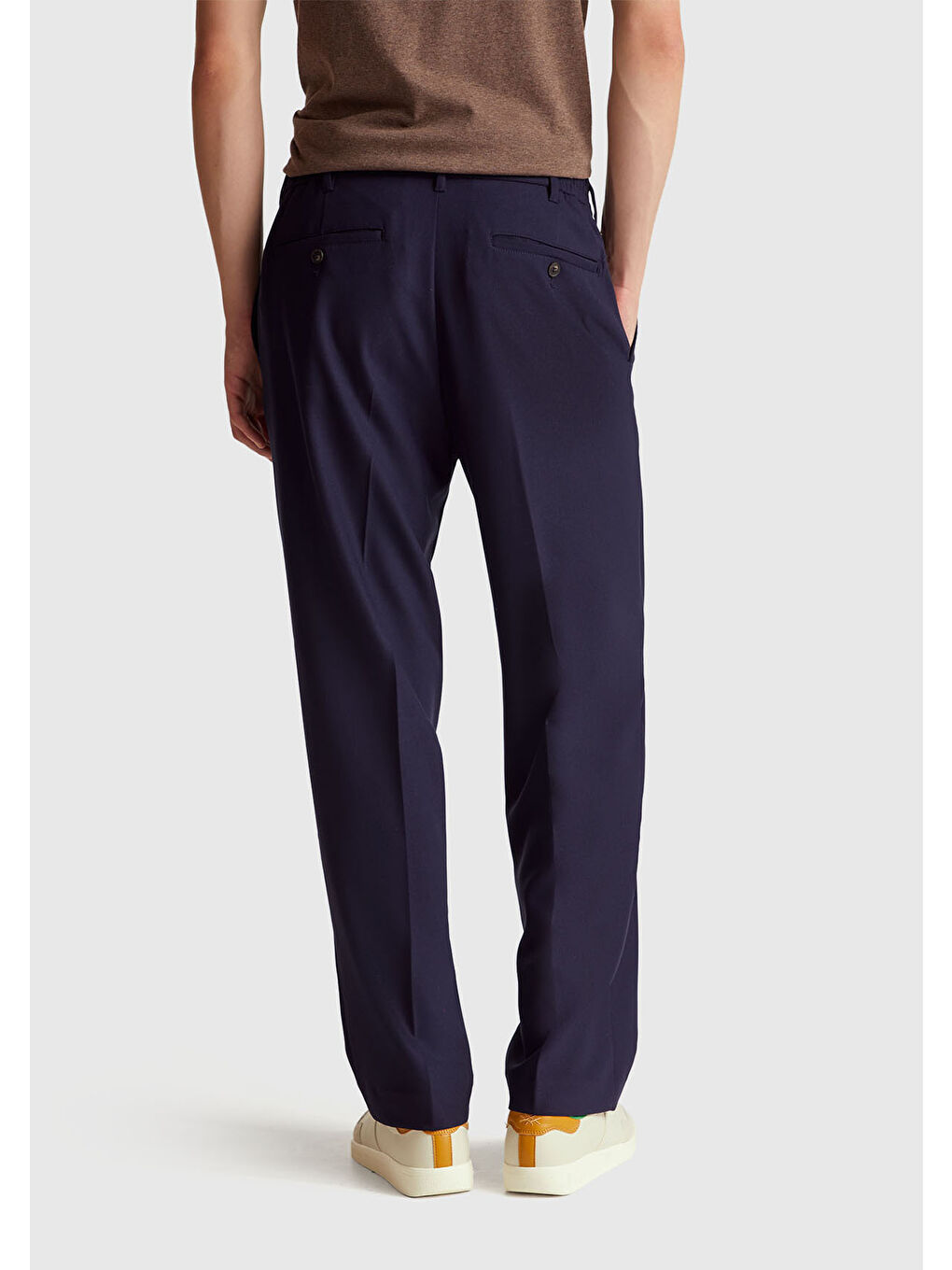 Erkek Lacivert Viskoz Karışımlı Beli İpli Regular Fit Chino Pantolon-2