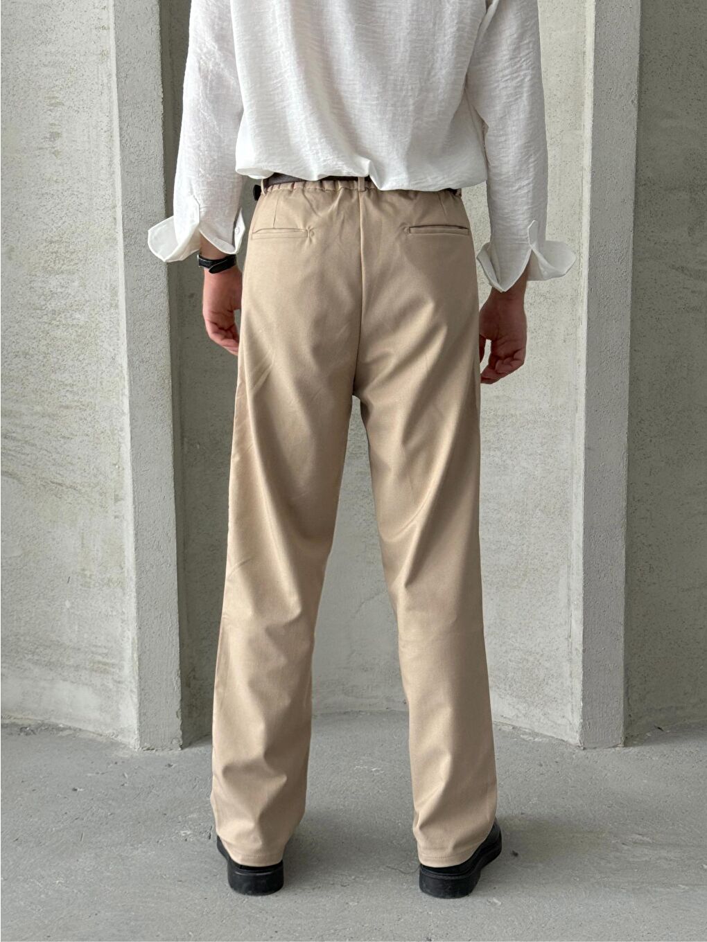 Kahverengi Erkek Pileli Baggy Kalıp Kumaş Pantolon-3