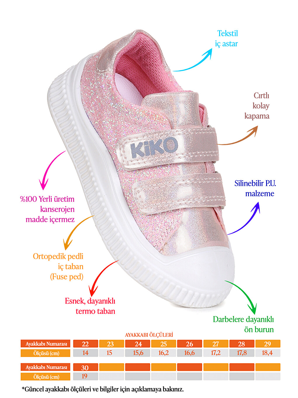 Pembe Glitter Cırtlı Kız Bebek Günlük Ayakkabı-1