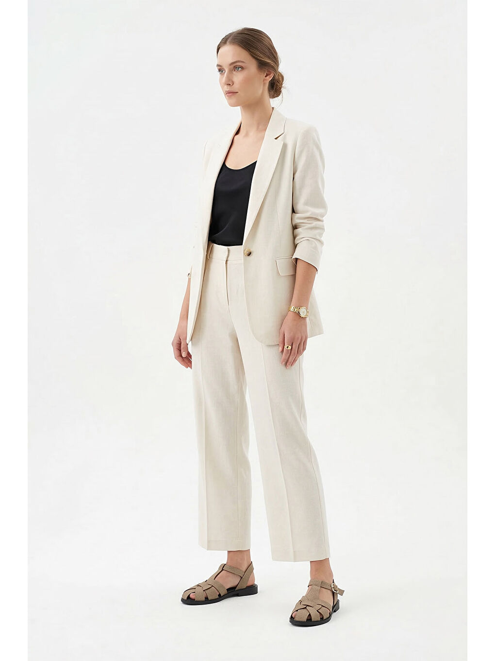 Kahverengi Kadın AÇIK VİZON Tokalı Bantlı Burnu Kapalı Sandalet-2