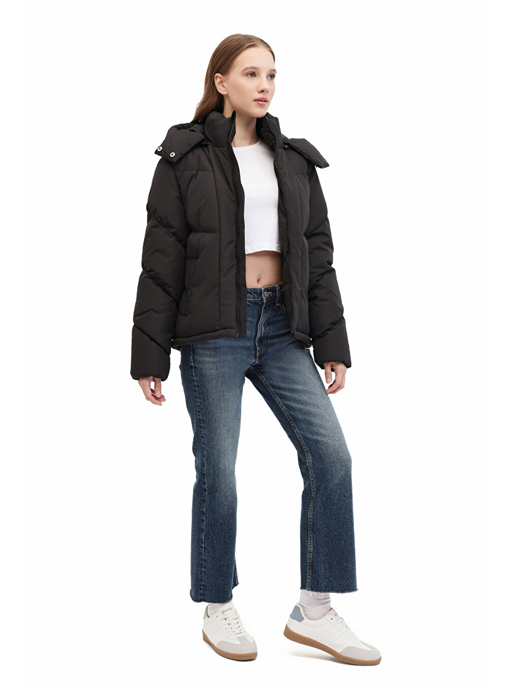 WL 2W-KX-CROP 5PR Siyah Kadın Kısa Kaban-2