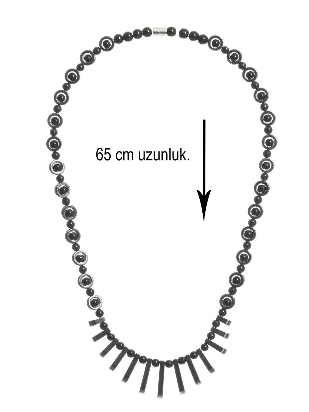 Gri Erkek Doğaltaş El Yapımı Tasarım Kolye