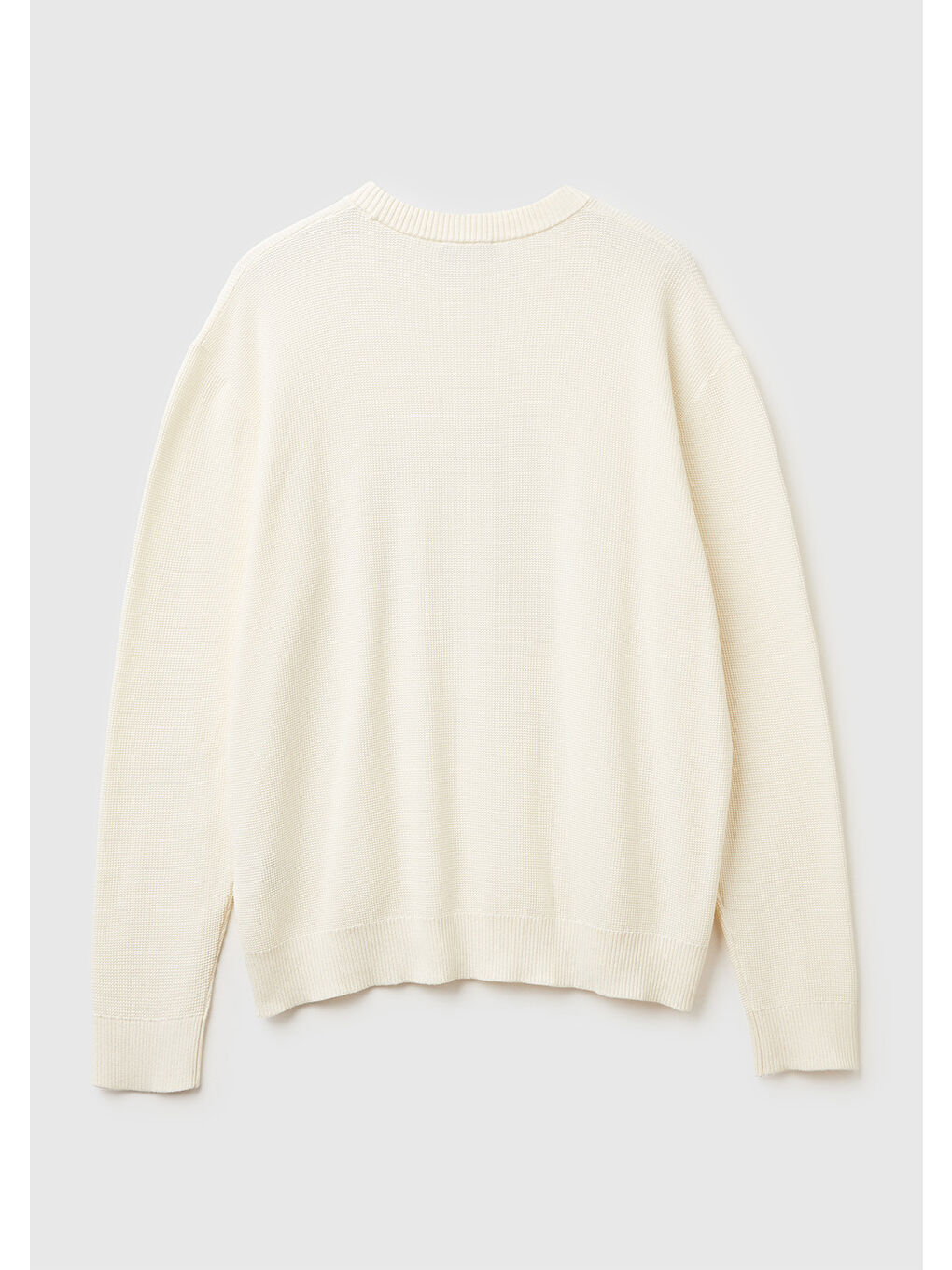 Ekru Erkek Krem %100 Koton_Bisiklet Yaka Rahat Kalıp Kazak-1