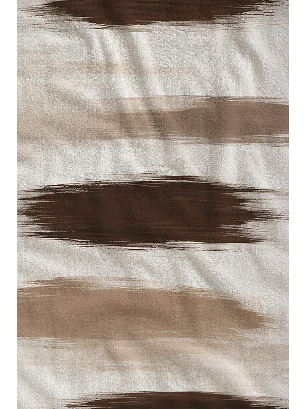 Kahverengi Modern Kahve Suluboya Fırça Darbeli Şeritli Desenli 70x150 Plaj Havlusu - Pamuklu Banyo Havlusu-2