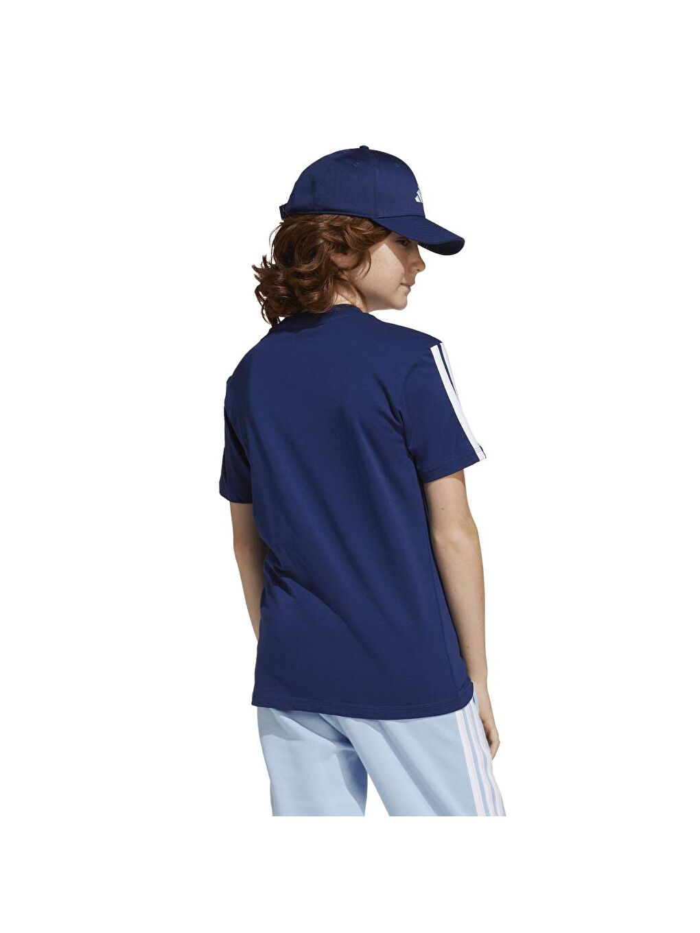 3 Stripes Çocuk Lacivert Yuvarlak Yaka Tişört-1