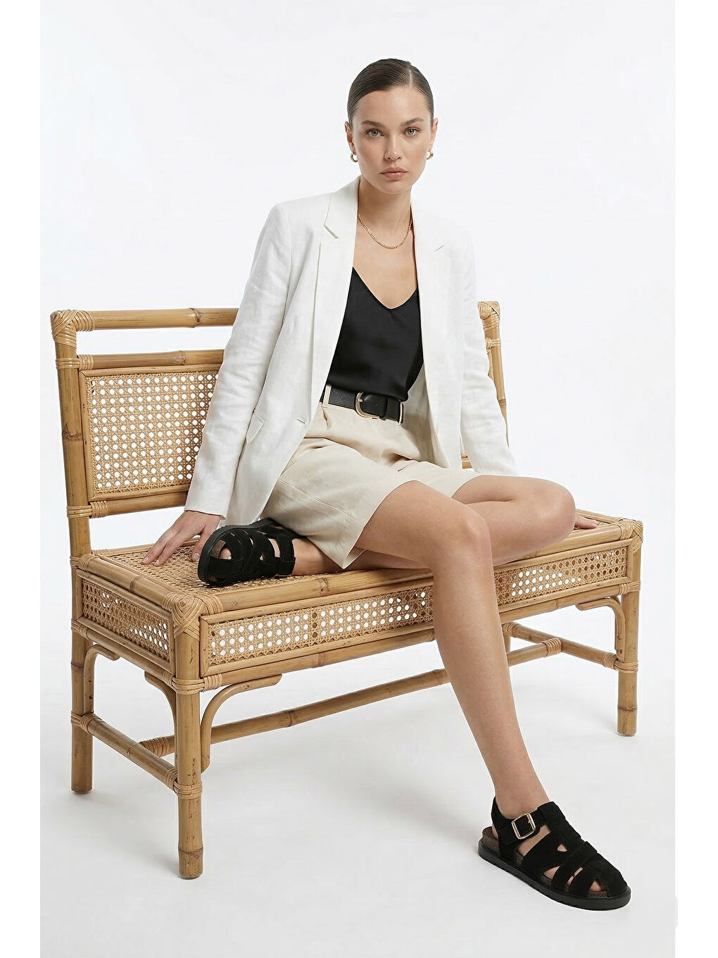 Siyah Kadın SİYAH MELANJ Tokalı Bantlı Burnu Kapalı Sandalet-2