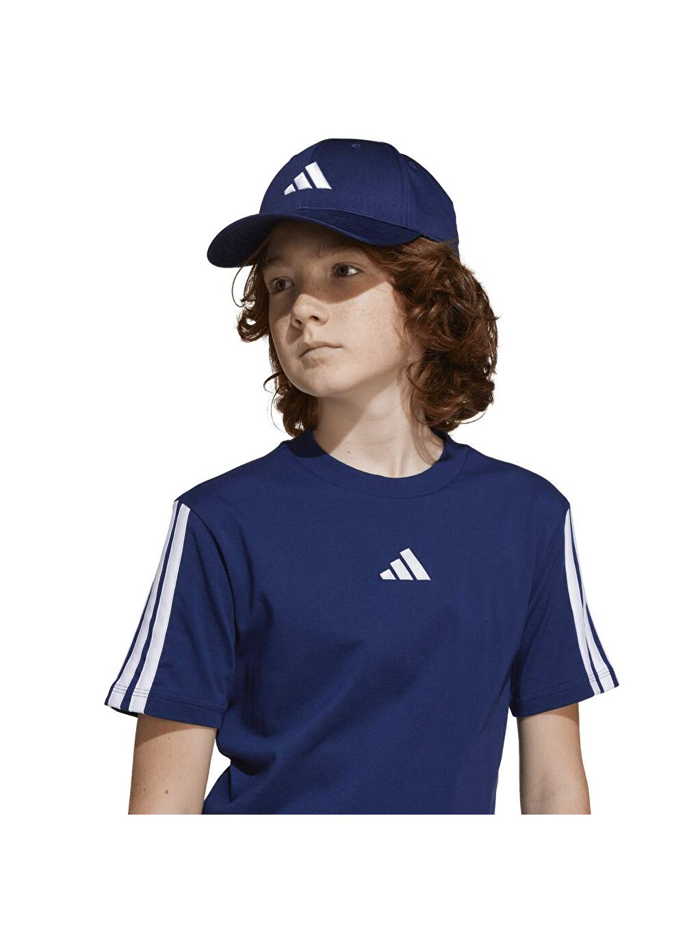 3 Stripes Çocuk Lacivert Yuvarlak Yaka Tişört-2