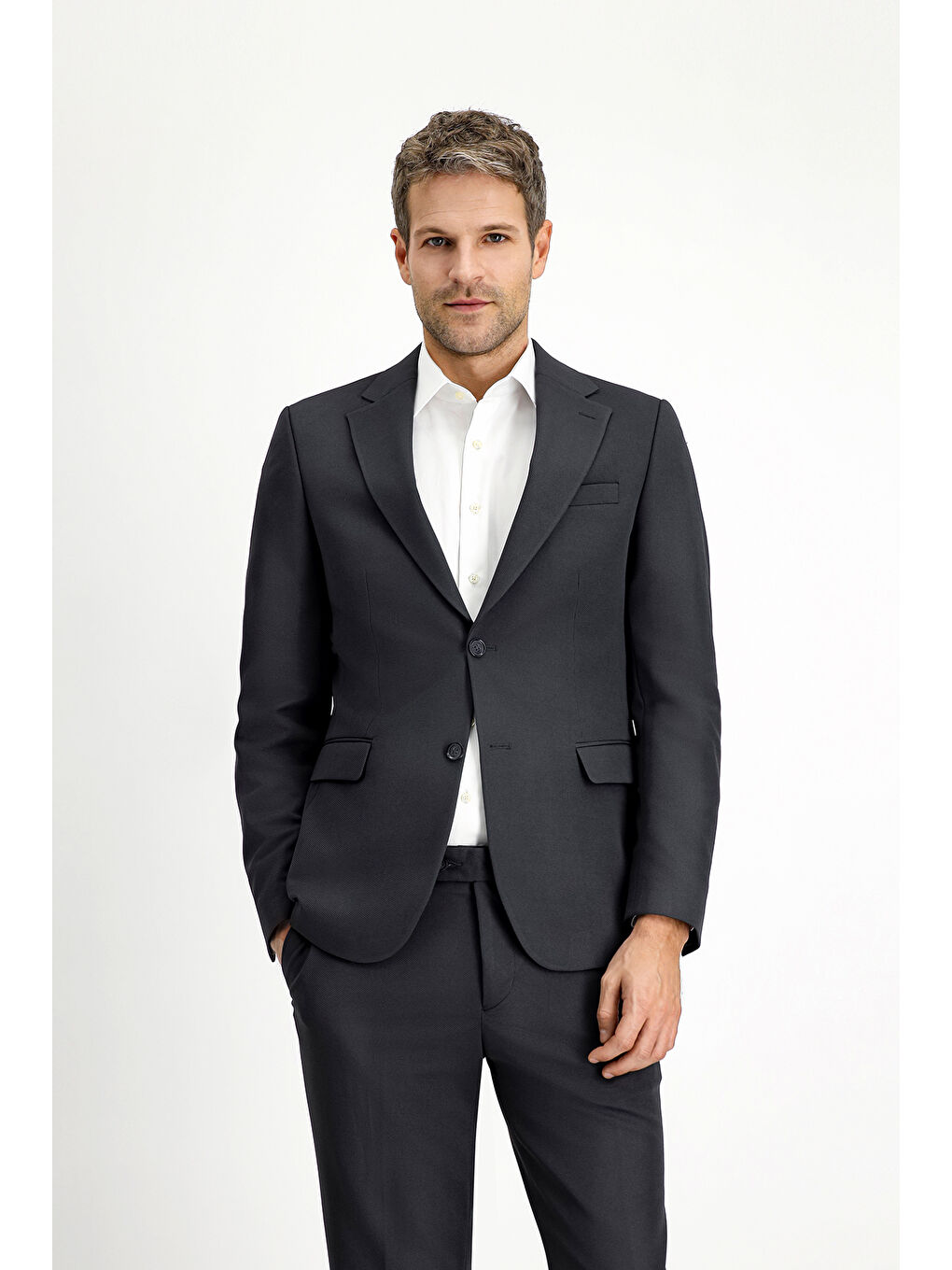 Antrasit 7 Drop Slim Fit Dar Kesim Mevsimlik Mono Yaka Takım Elbise-2