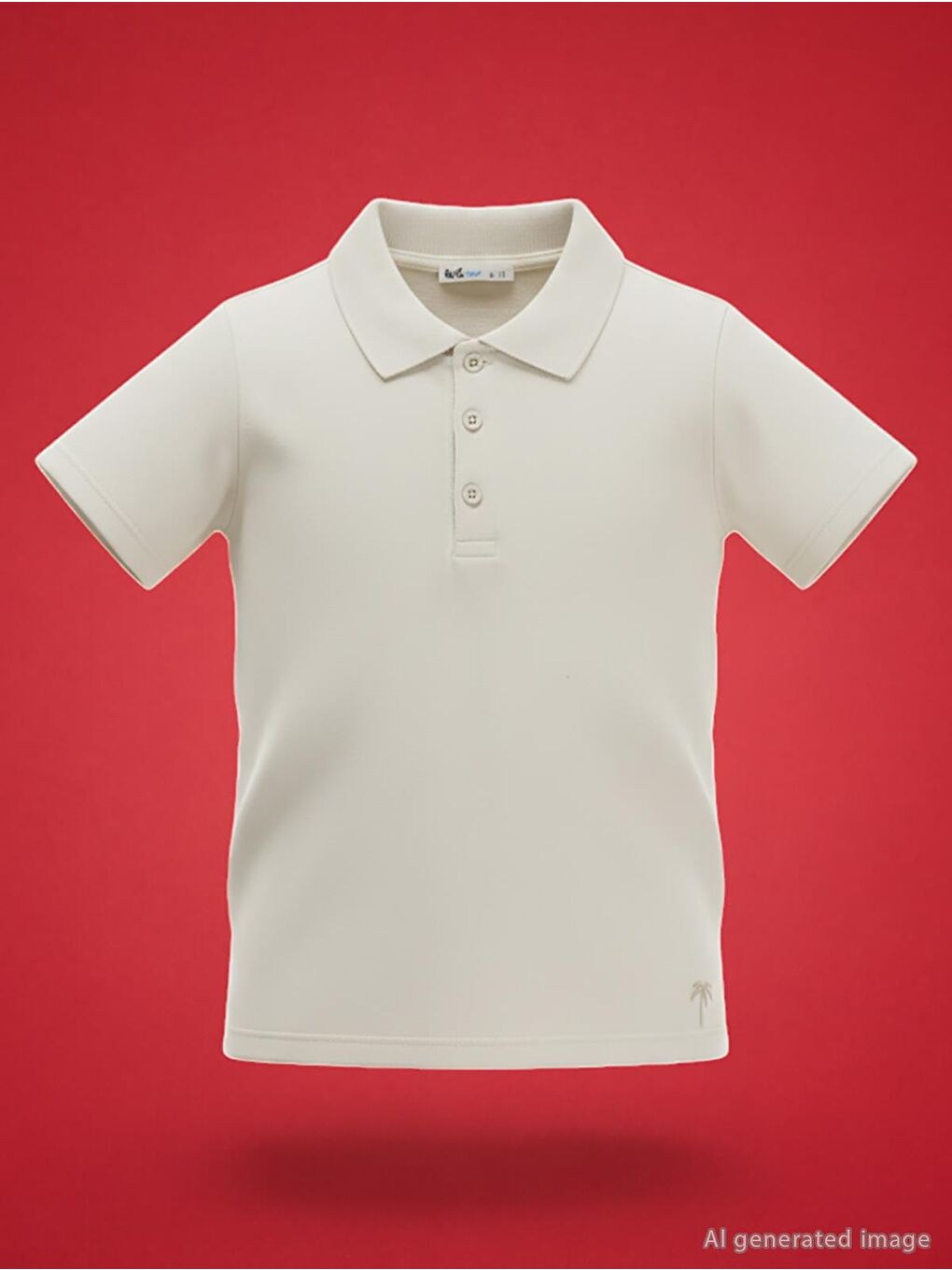 Boys Erkek Çocuk Palmiye Nakışlı Polo Yaka 6-9 Yaş Tişört - Bej