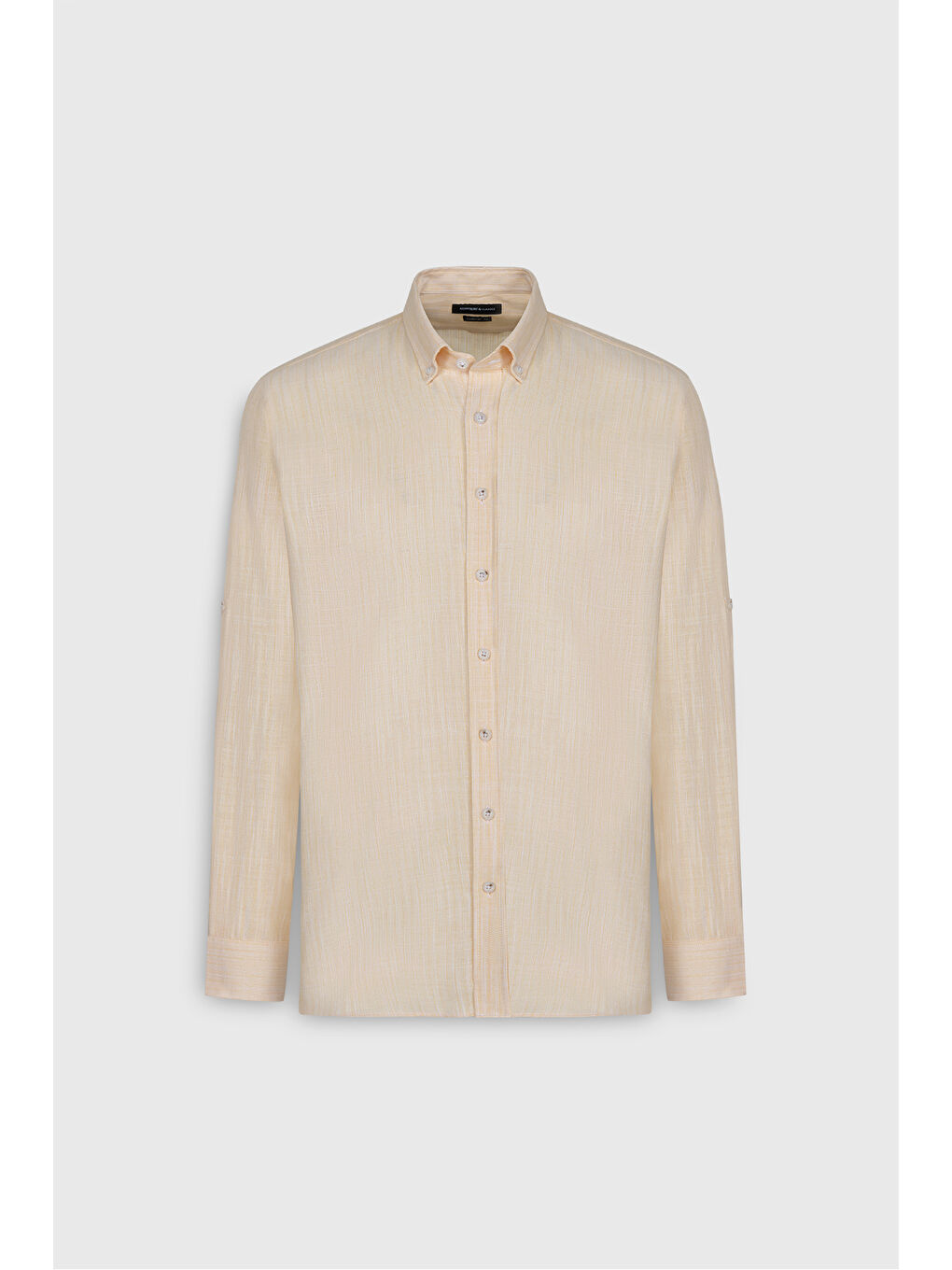 Erkek Sarı Comfort Fit Rahat Kesim Pamuklu Düğmeli Yaka Gömlek