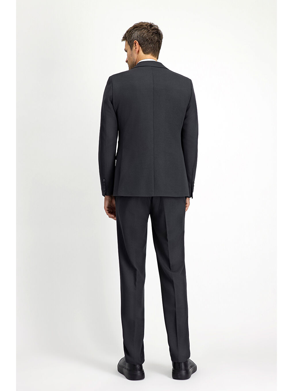 Antrasit 7 Drop Slim Fit Dar Kesim Mevsimlik Mono Yaka Takım Elbise-5