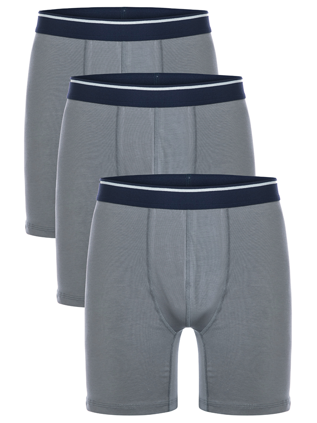 Gri 3 lü Erkek Pamuklu Elastanlı Esnek Boxer Seti 4197