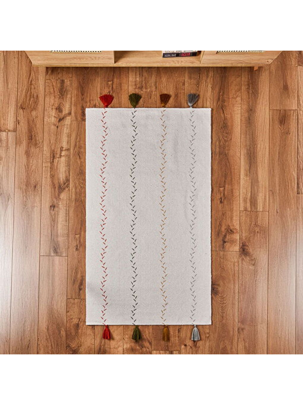 Soft Püsküllü Kilim - Ekru - 80x150 cm