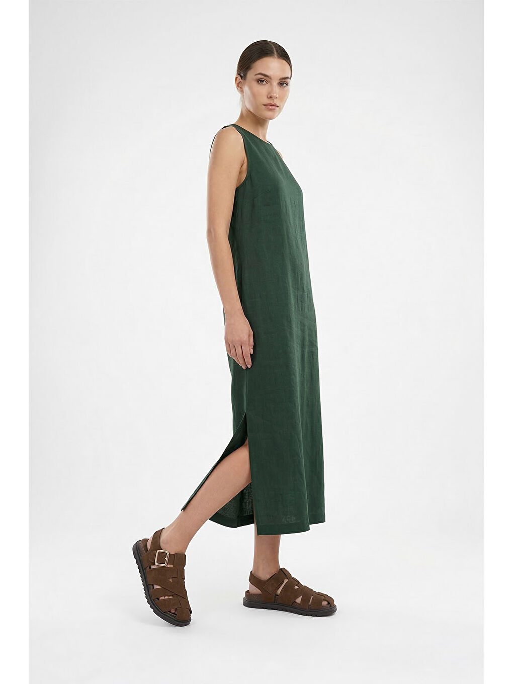 Kahverengi Kadın AÇIK KAHVERENGİ Tokalı Bantlı Burnu Kapalı Sandalet-2