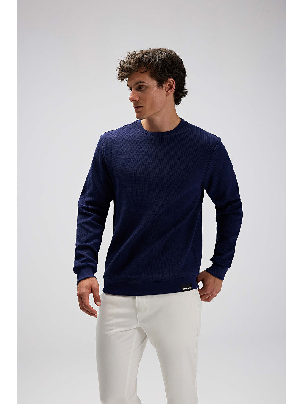 Lacivert % 100 Pamuk Regular Fit Bisiklet Yaka Kazak EM615-NV-2