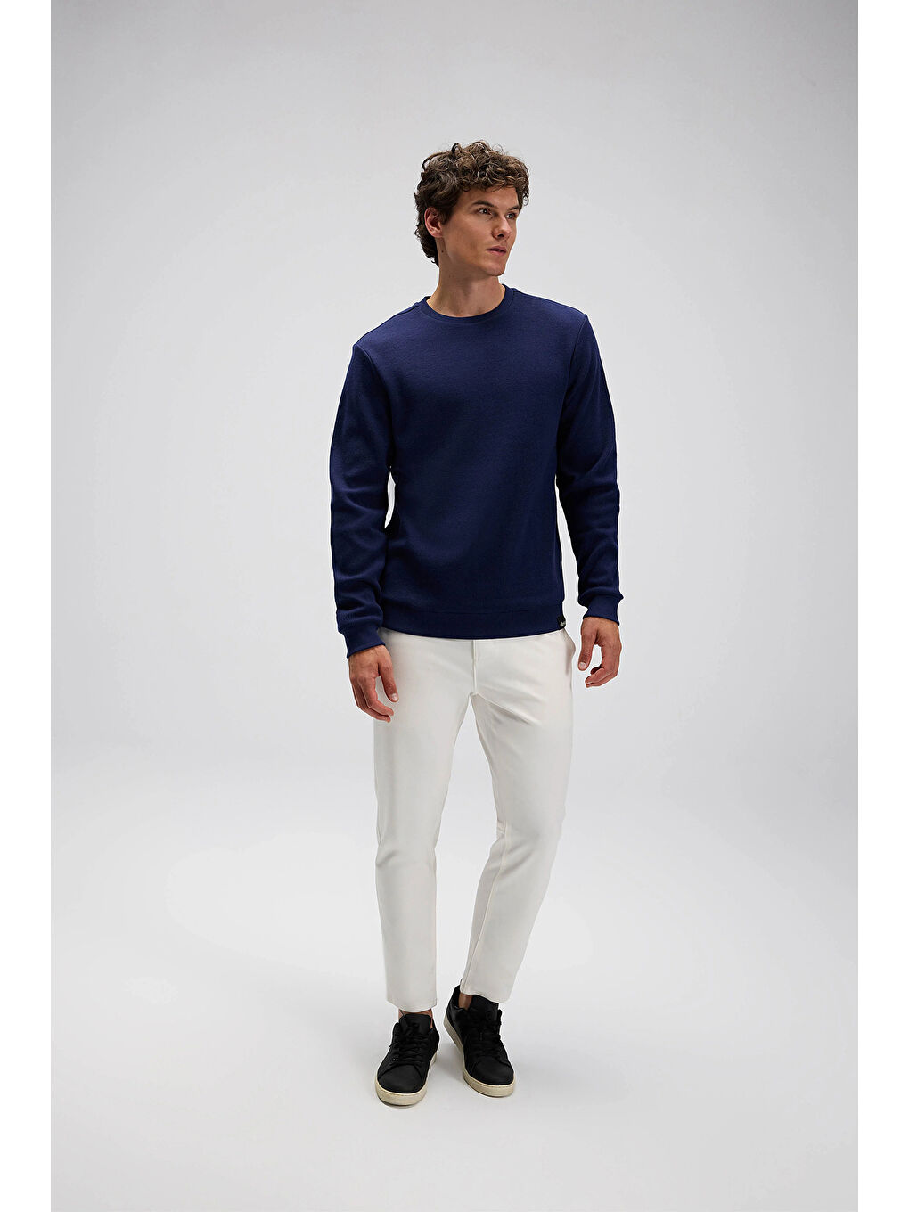 Lacivert % 100 Pamuk Regular Fit Bisiklet Yaka Kazak EM615-NV-3