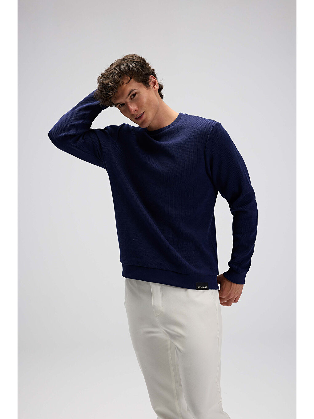 Lacivert % 100 Pamuk Regular Fit Bisiklet Yaka Kazak EM615-NV-4