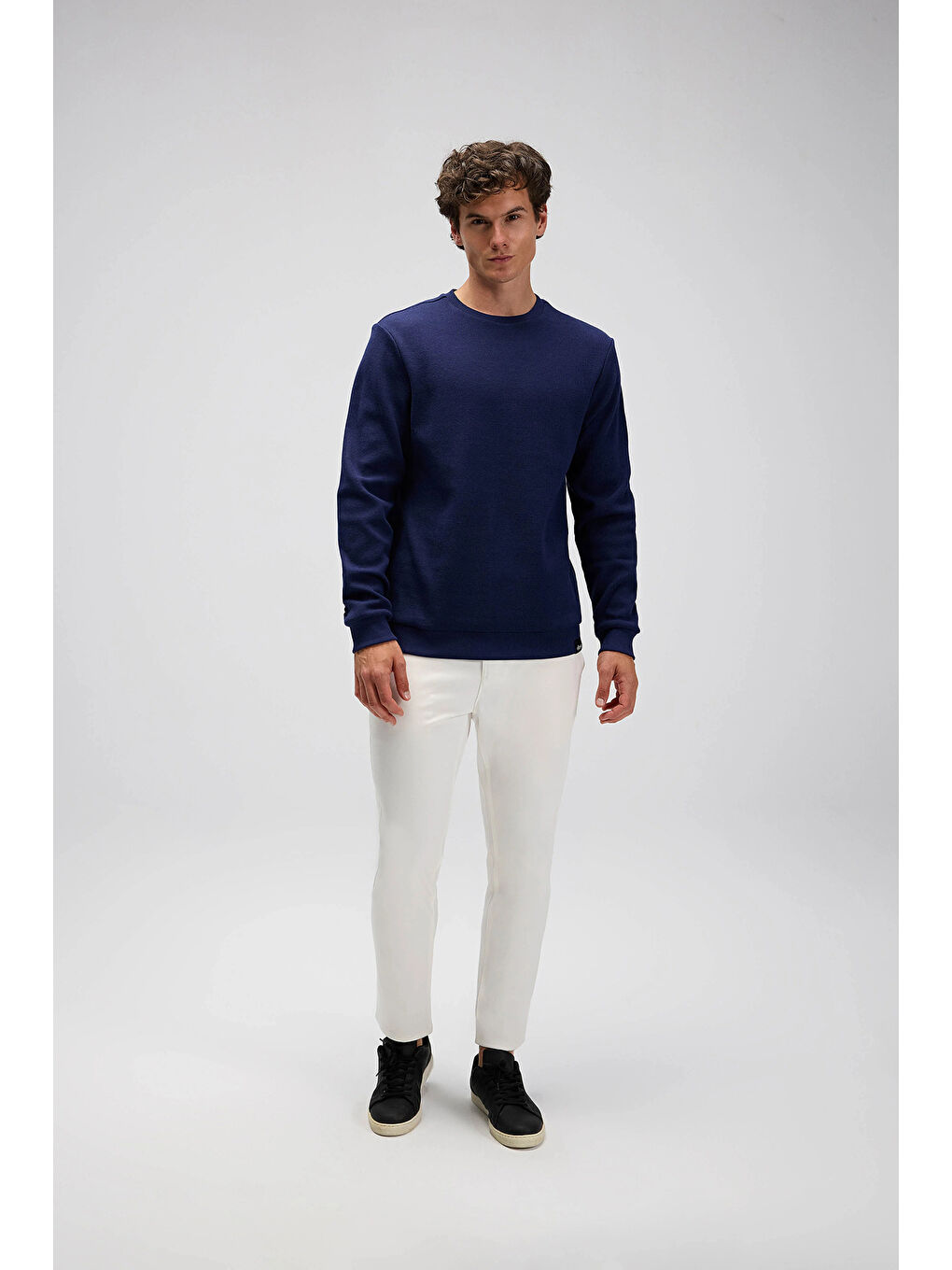 Lacivert % 100 Pamuk Regular Fit Bisiklet Yaka Kazak EM615-NV-5