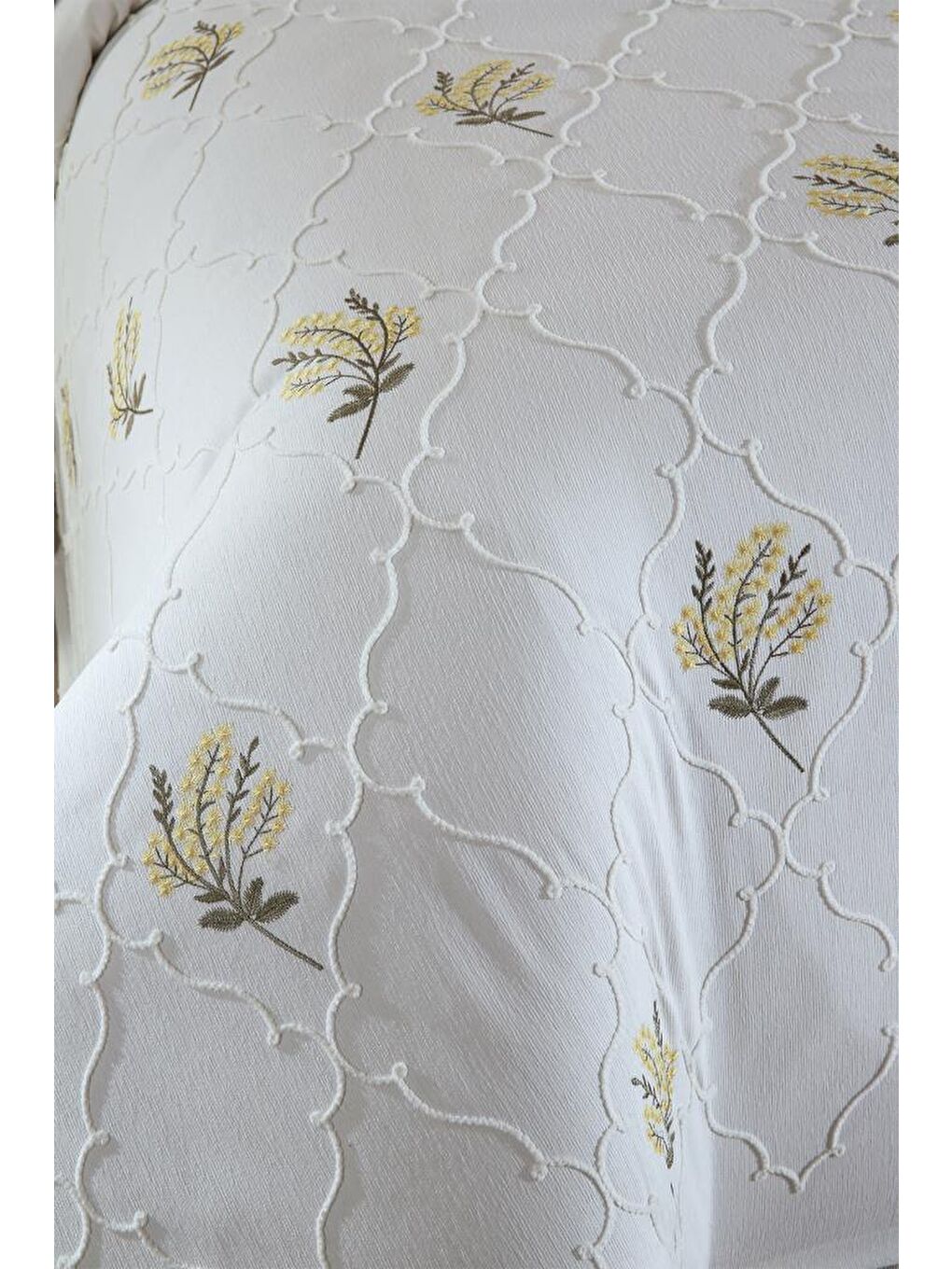 Karışık Bukata Nakışlı Şönil 2 Parça Tek Kişilik Yatak Örtüsü-1