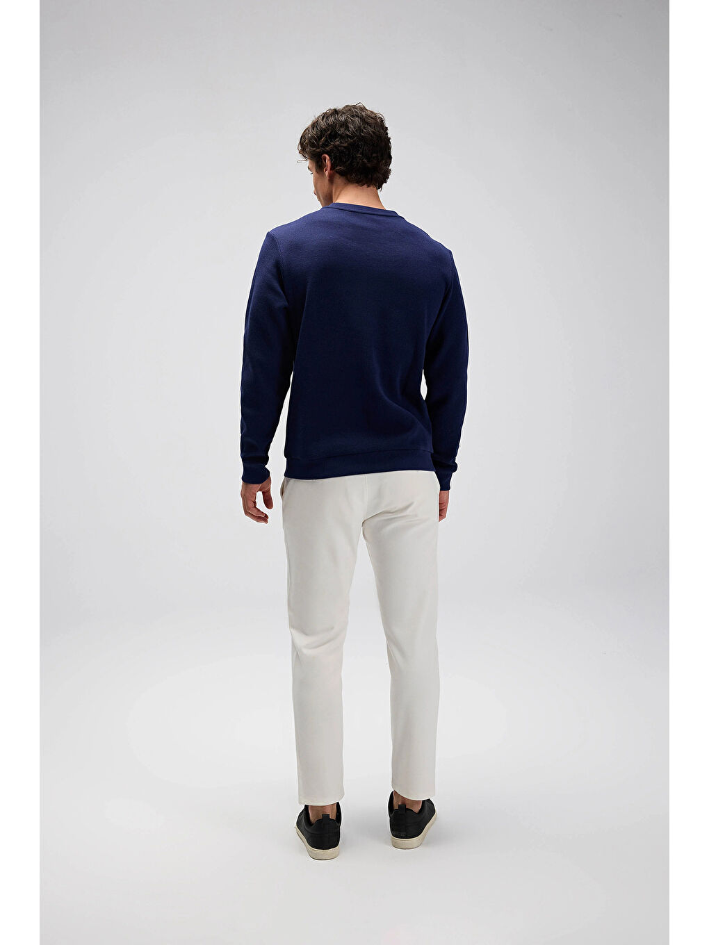 Lacivert % 100 Pamuk Regular Fit Bisiklet Yaka Kazak EM615-NV-6