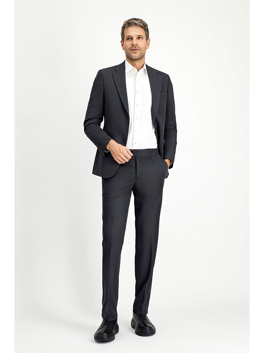 Antrasit 6 Drop Regular Fit Standart Kesim Mevsimlik Mono Yaka Takım Elbise