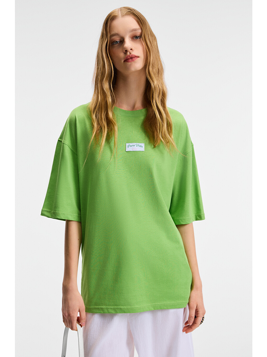 Zeylına Kadın %100 Pamuk Baskılı Regular Fit Kısa Kollu Bisiklet Yaka Yeşil T-shirt