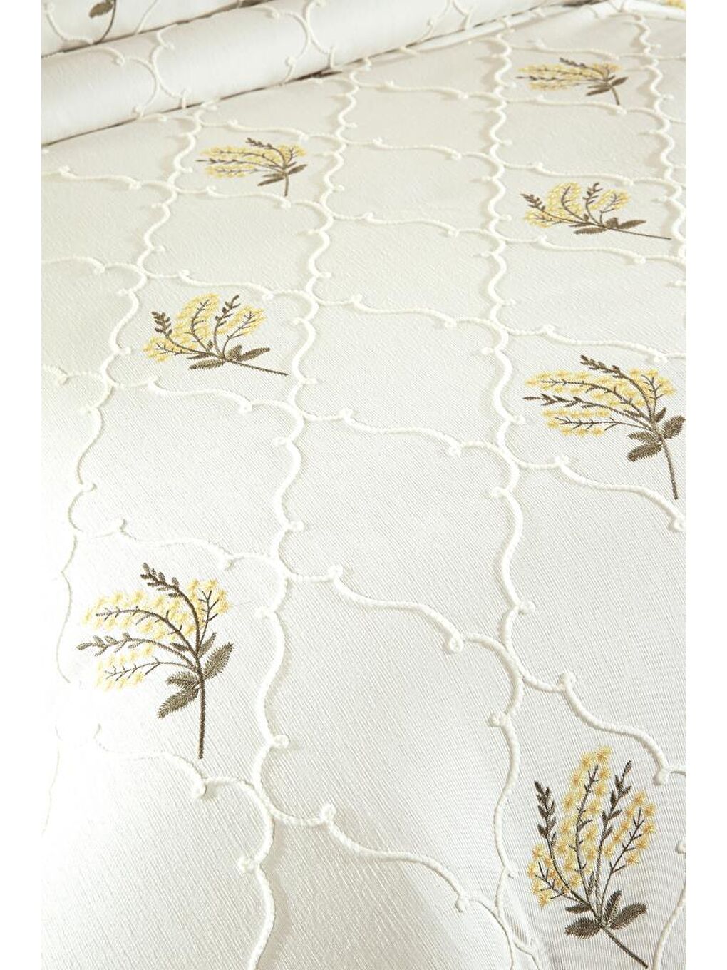 Karışık Bukata Nakışlı Şönil 2 Parça Tek Kişilik Yatak Örtüsü-5