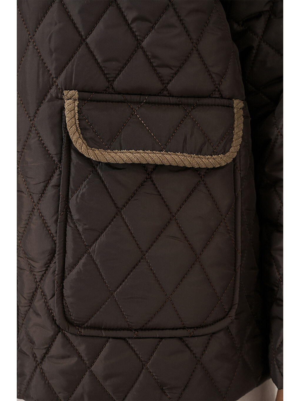 Kadın Kahverengi Bej Kapitone Oversize Mont 5229-4