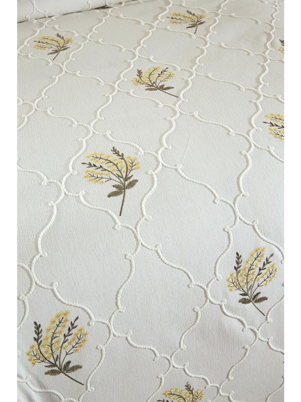 Karışık Bukata Nakışlı Şönil 2 Parça Tek Kişilik Yatak Örtüsü-6