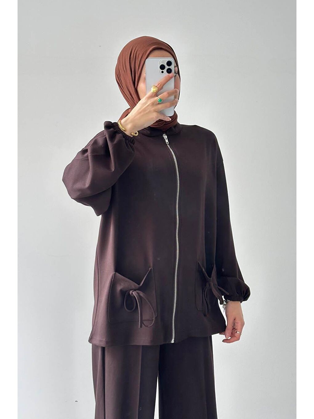 Biyeli Cepli İkili Takım Acı Kahverengi-1