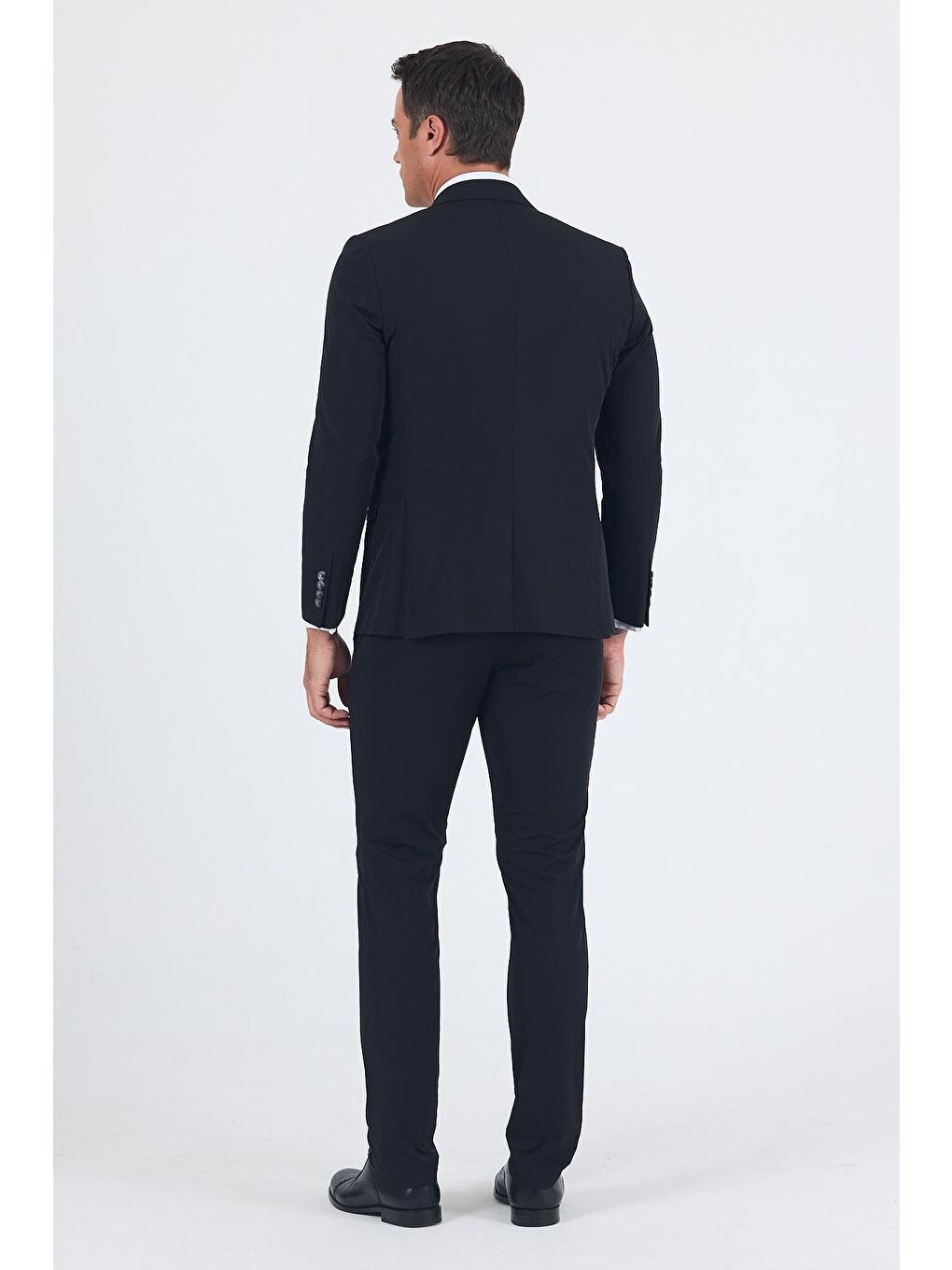 Siyah Mono Yaka Yarım Astar 6 Drop Slim Fit Beli Lastikli Takım Elbise 1001250121-4