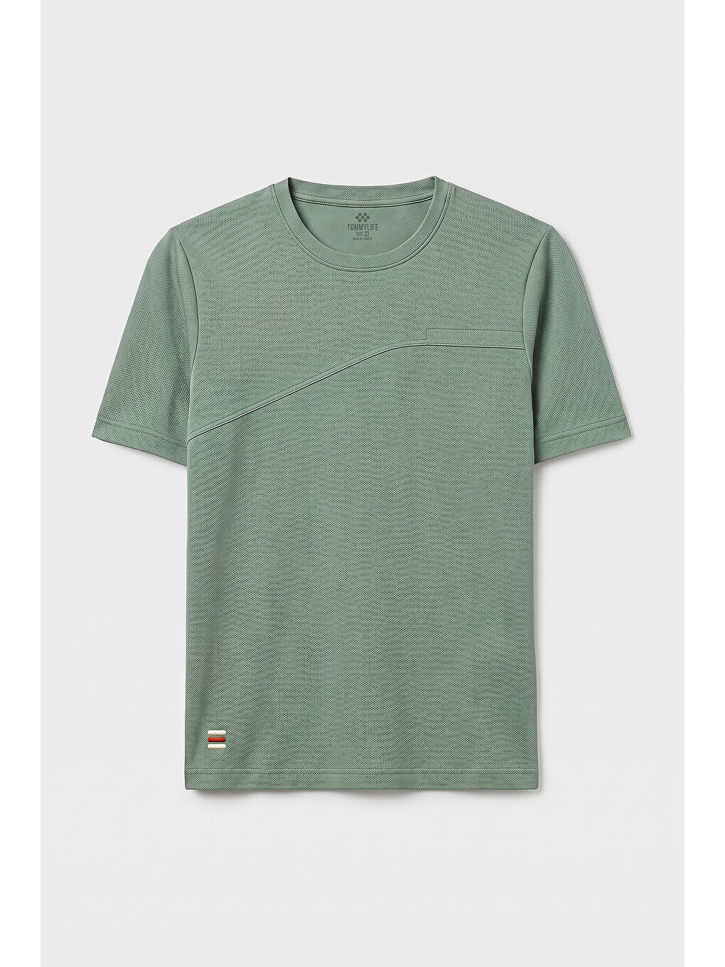 Yeşil Rahat Form Yüzeyi Dokulu Ön Dikiş Detaylı Erkek T-shirt - 88437