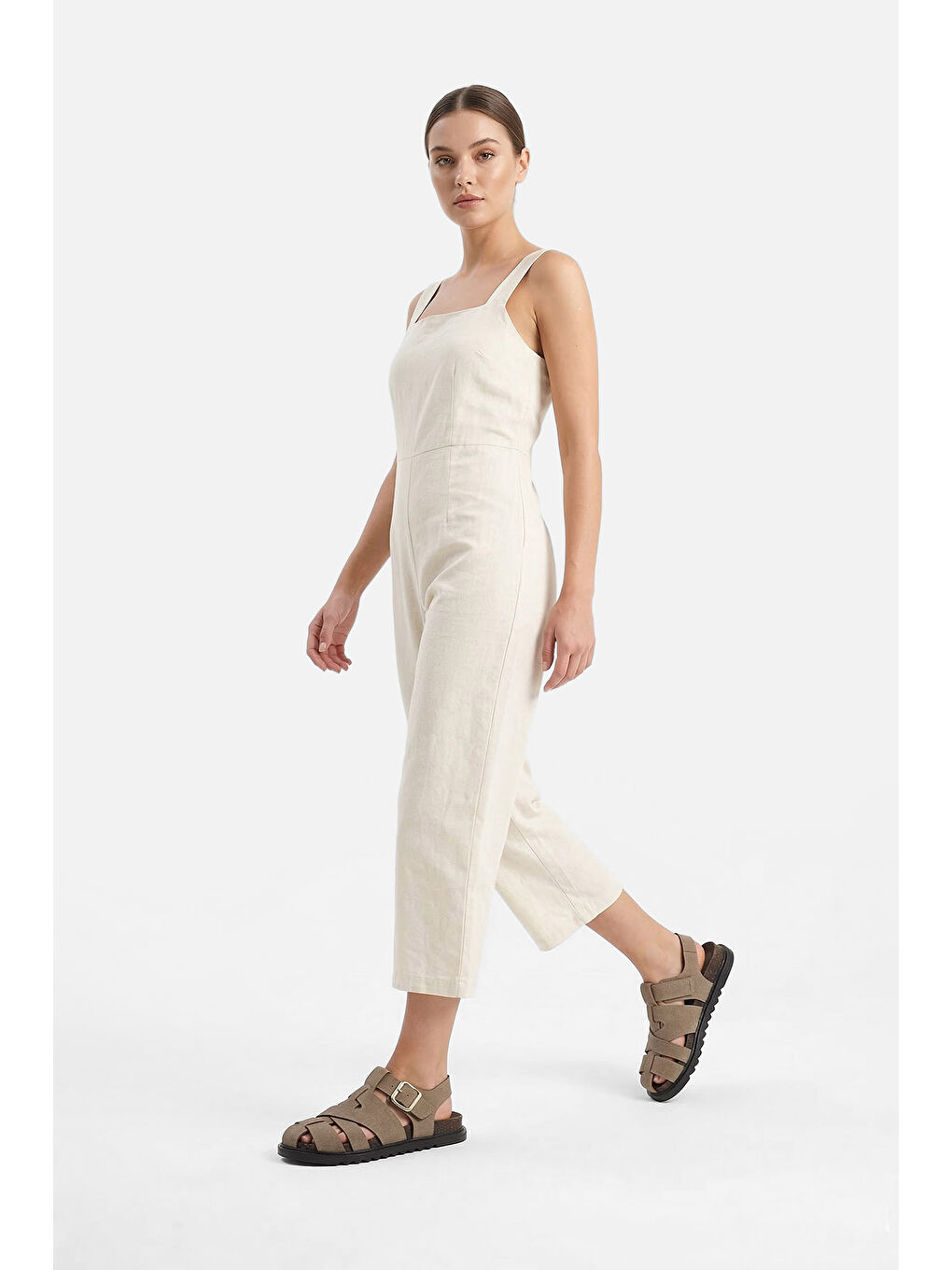 Kahverengi Kadın AÇIK VİZON Tokalı Bantlı Burnu Kapalı Sandalet-2