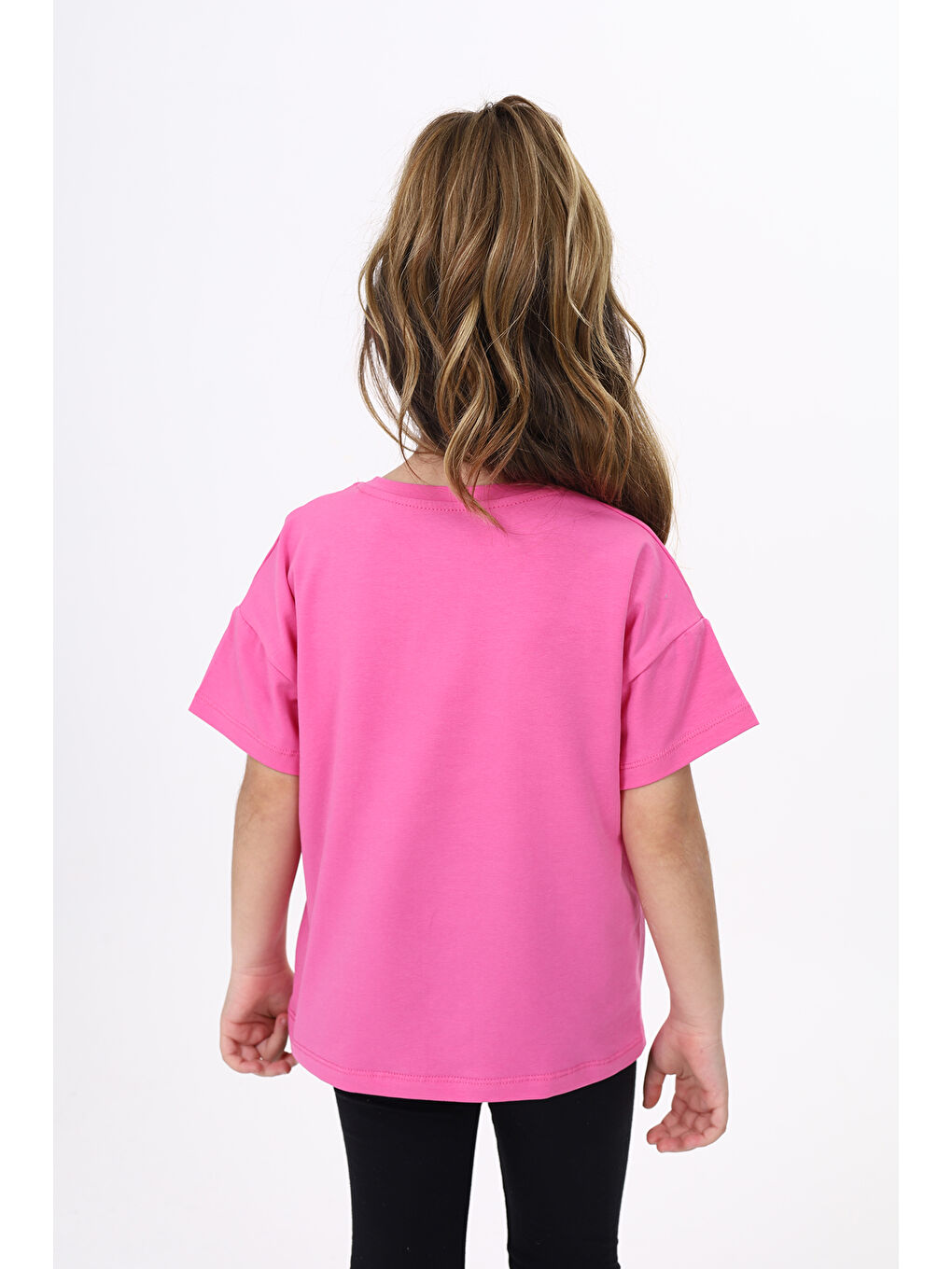 Fuşya Kız Çocuk Baskılı Tişört-4