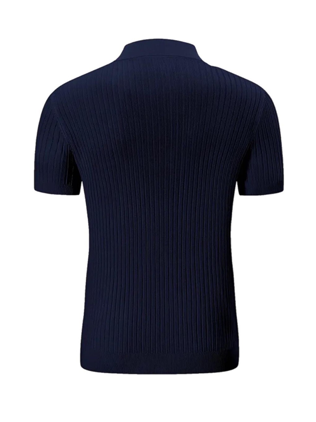 Lacivert Lorens Çizgili Elastanlı Slim Fit Polo Yaka Örme Erkek Triko Tişört-3